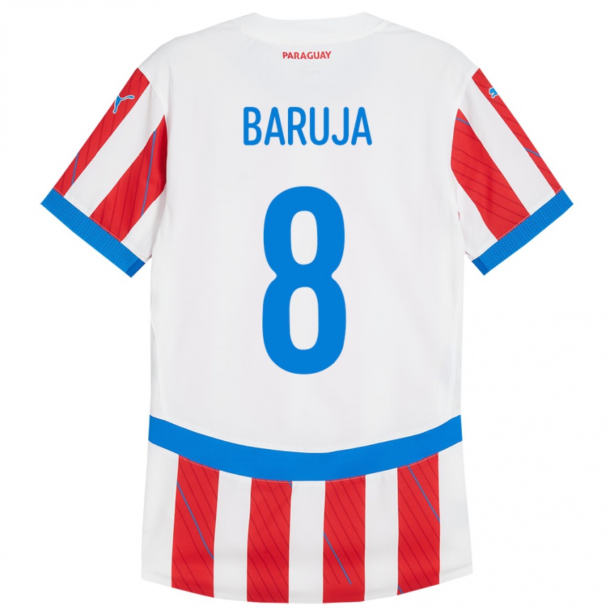 Kids Football Paraguay Fabrizio Baruja #8 White Red Home Jersey 24-26 T-Shirt Uk