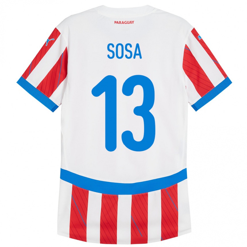 Kids Football Paraguay Alex Sosa #13 White Red Home Jersey 24-26 T-Shirt Uk