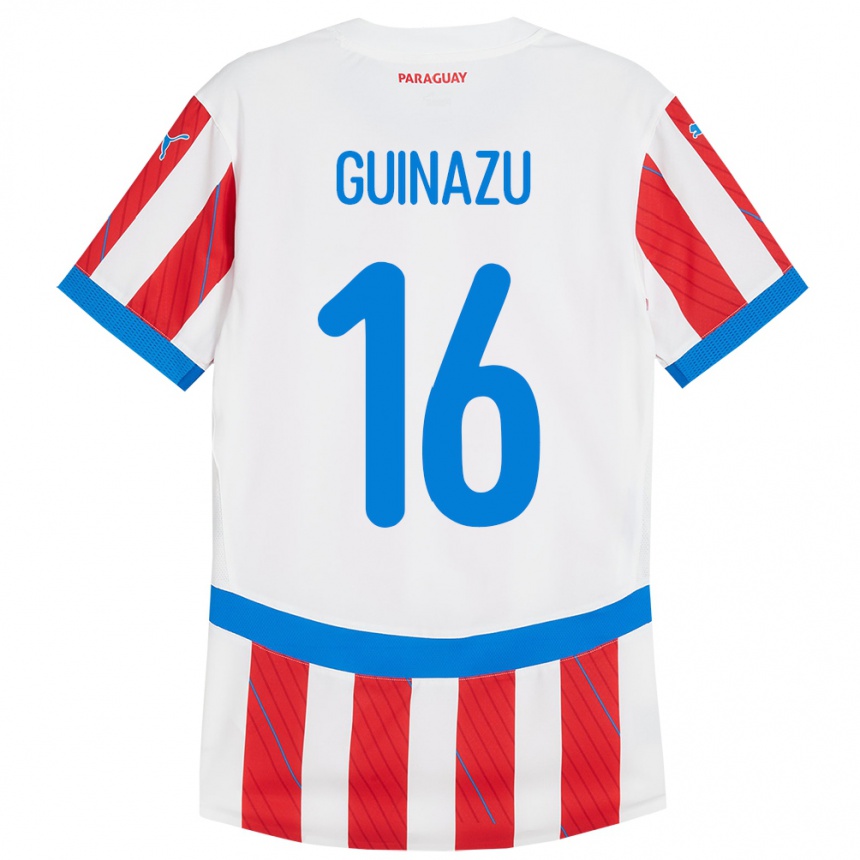 Kids Football Paraguay Lucas Guiñazú #16 White Red Home Jersey 24-26 T-Shirt Uk