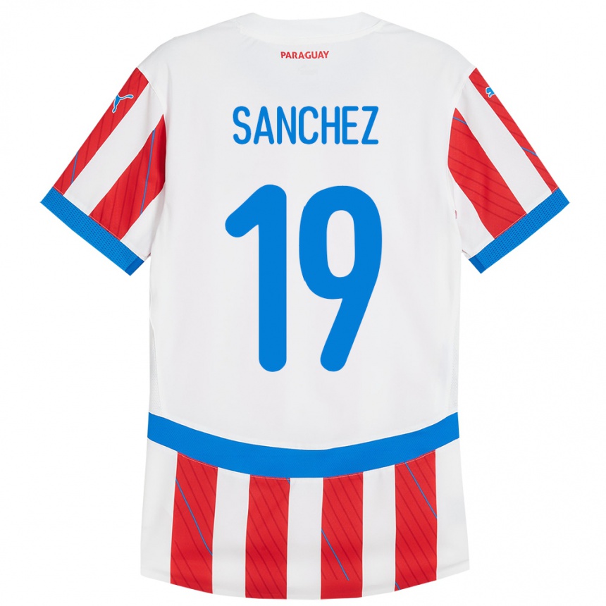 Kids Football Paraguay Juan Sánchez #19 White Red Home Jersey 24-26 T-Shirt Uk