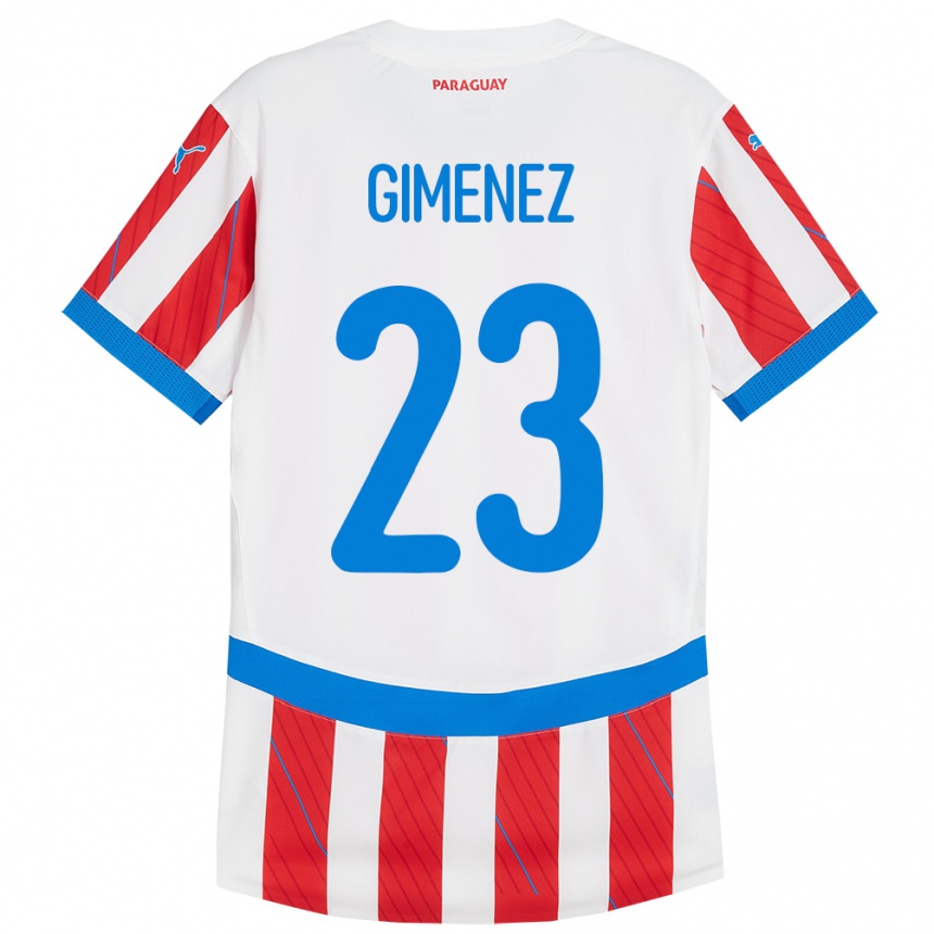 Kids Football Paraguay Miguel Giménez #23 White Red Home Jersey 24-26 T-Shirt Uk