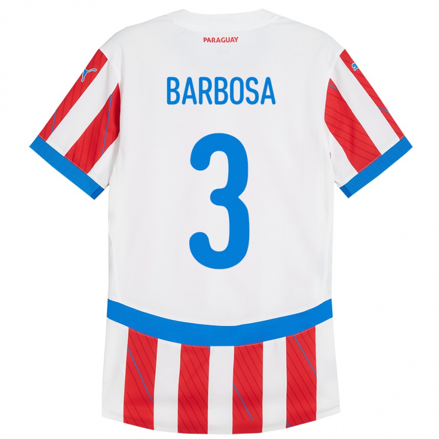 Kids Football Paraguay Camila Barbosa #3 White Red Home Jersey 24-26 T-Shirt Uk