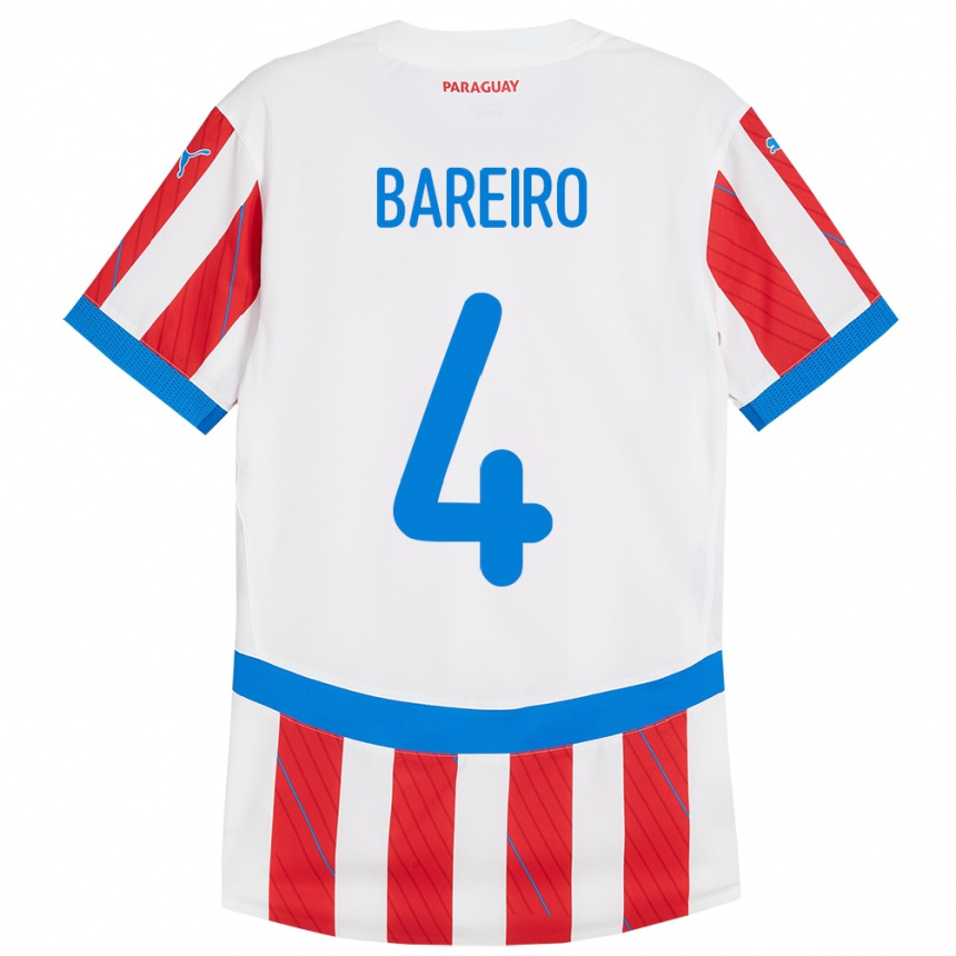 Kids Football Paraguay Daysy Bareiro #4 White Red Home Jersey 24-26 T-Shirt Uk