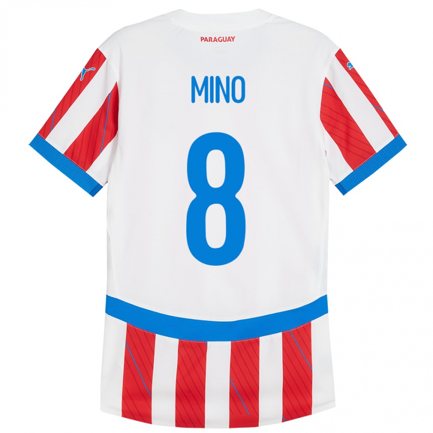 Kids Football Paraguay Rosa Miño #8 White Red Home Jersey 24-26 T-Shirt Uk