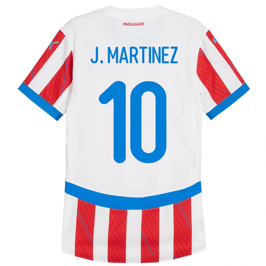 Kids Football Paraguay Jessica Martínez #10 White Red Home Jersey 24-26 T-Shirt Uk