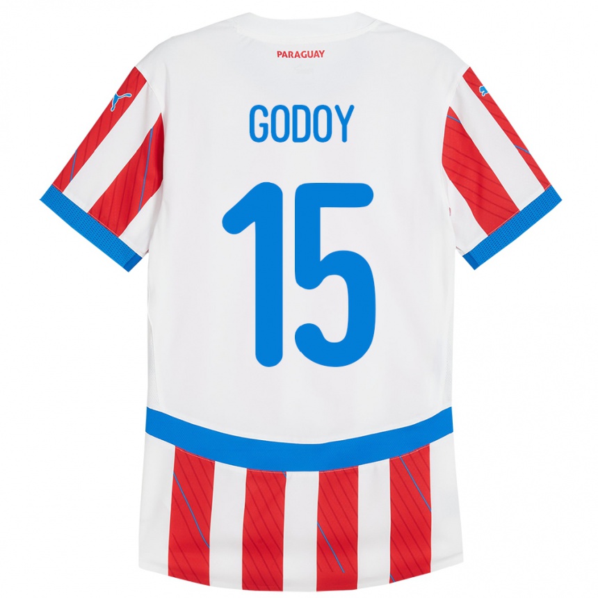 Kids Football Paraguay Fanny Godoy #15 White Red Home Jersey 24-26 T-Shirt Uk