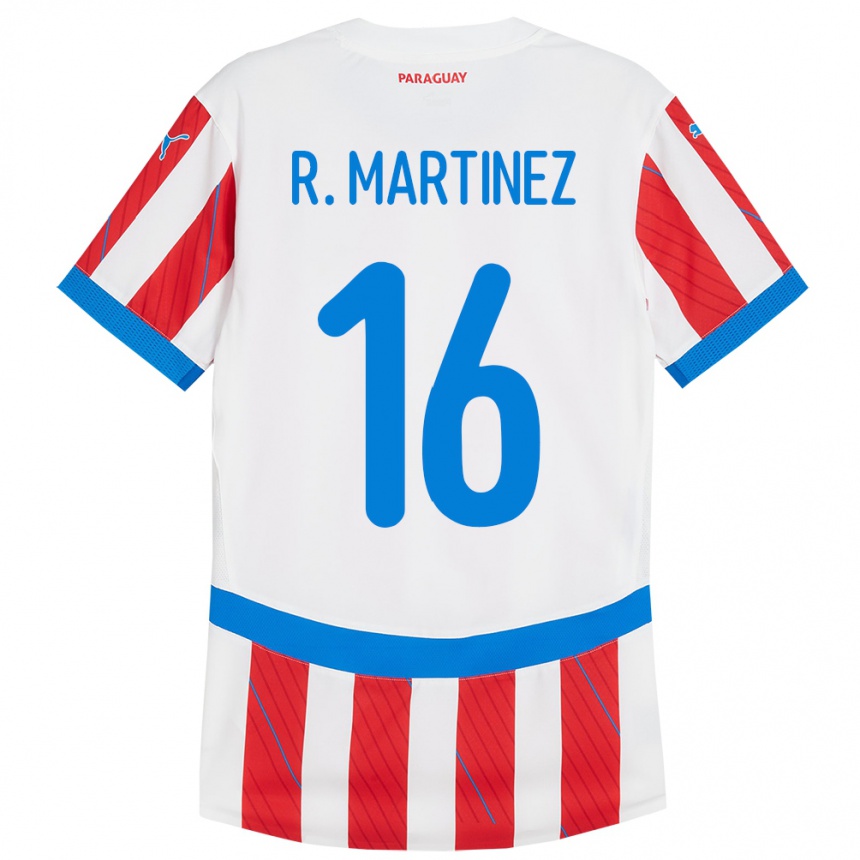 Kids Football Paraguay Ramona Martínez #16 White Red Home Jersey 24-26 T-Shirt Uk