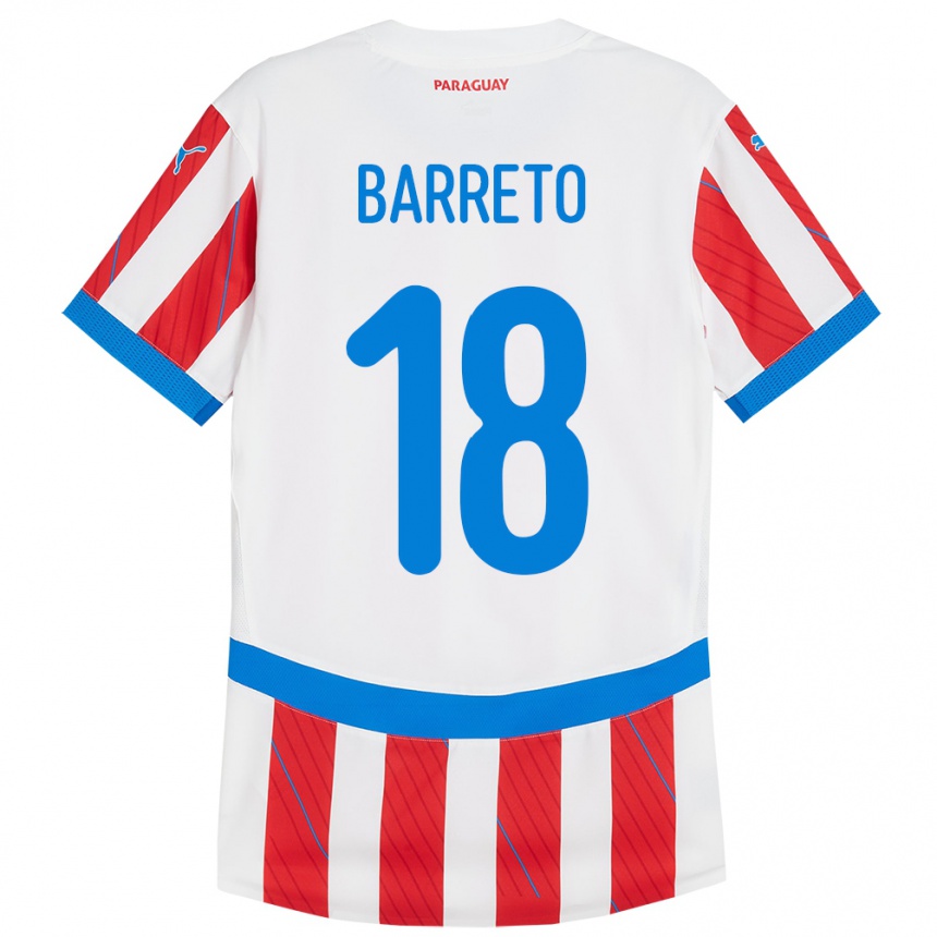 Kids Football Paraguay Liz Barreto #18 White Red Home Jersey 24-26 T-Shirt Uk