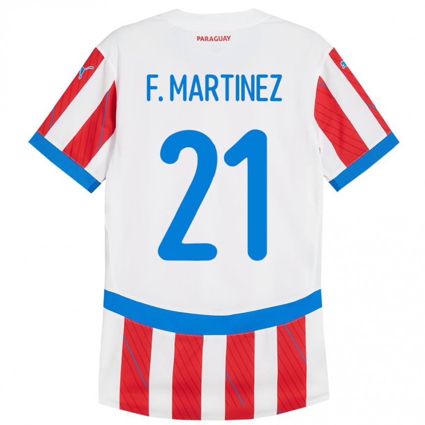 Kids Football Paraguay Fiorela Martínez #21 White Red Home Jersey 24-26 T-Shirt Uk