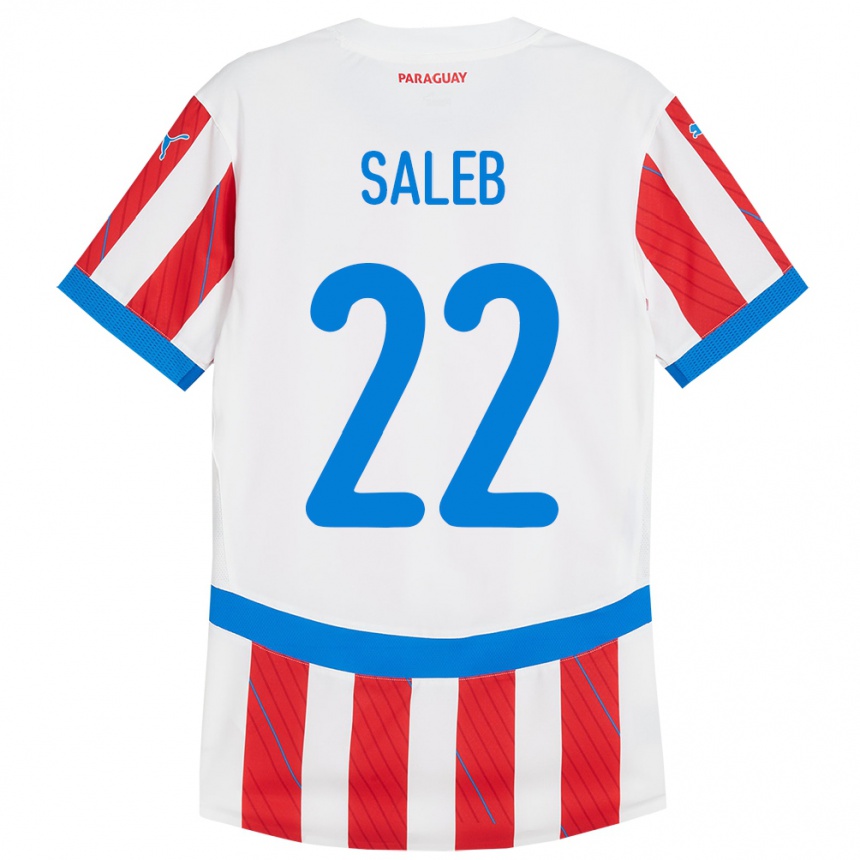 Kids Football Paraguay Gloria Saleb #22 White Red Home Jersey 24-26 T-Shirt Uk