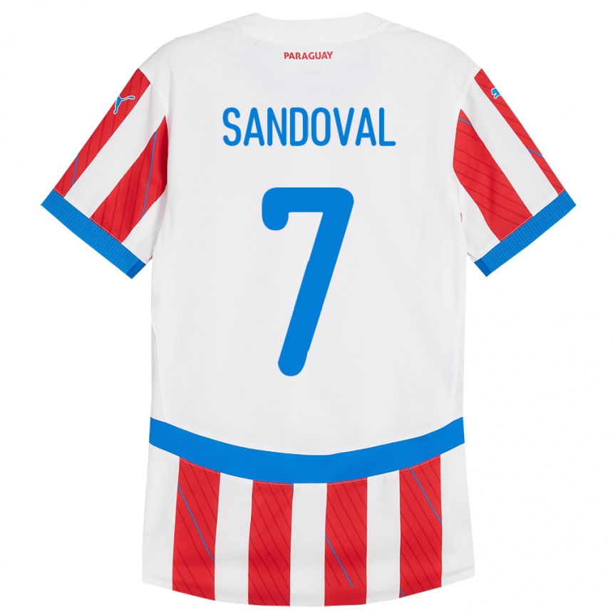 Kids Football Paraguay Fabiola Sandoval #7 White Red Home Jersey 24-26 T-Shirt Uk