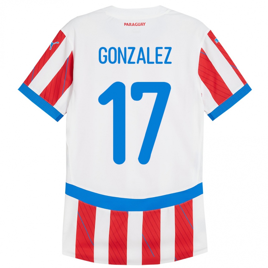 Kids Football Paraguay Lourdes González #17 White Red Home Jersey 24-26 T-Shirt Uk