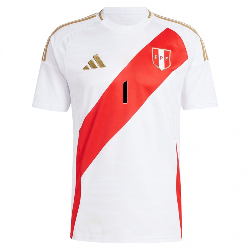 Kids Football Peru Juan Pedro Durán #1 White Home Jersey 24-26 T-Shirt Uk