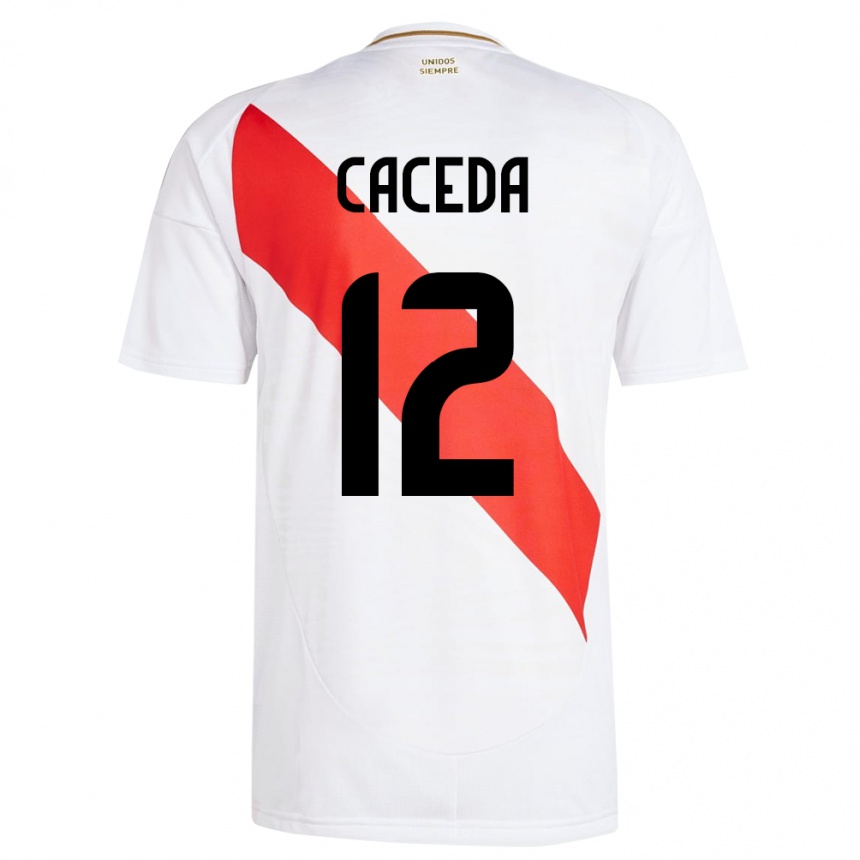 Kids Football Peru Carlos Cáceda #12 White Home Jersey 24-26 T-Shirt Uk