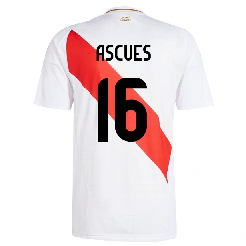 Kids Football Peru Carlos Ascues #16 White Home Jersey 24-26 T-Shirt Uk