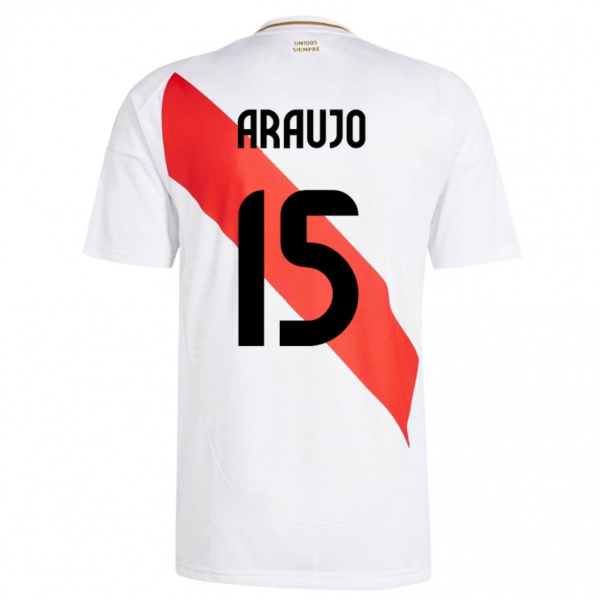 Kids Football Peru Miguel Araujo #15 White Home Jersey 24-26 T-Shirt Uk