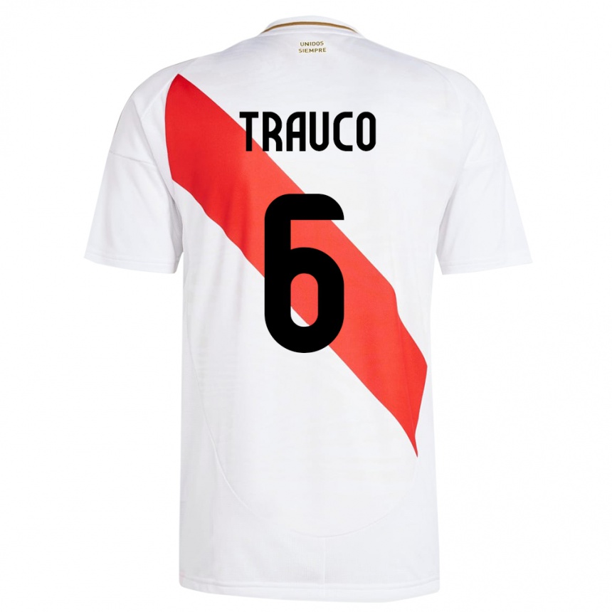 Kids Football Peru Miguel Trauco #6 White Home Jersey 24-26 T-Shirt Uk