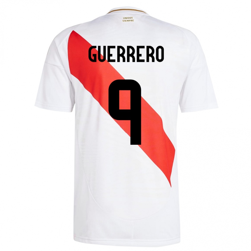 Kids Football Peru Paolo Guerrero #9 White Home Jersey 24-26 T-Shirt Uk