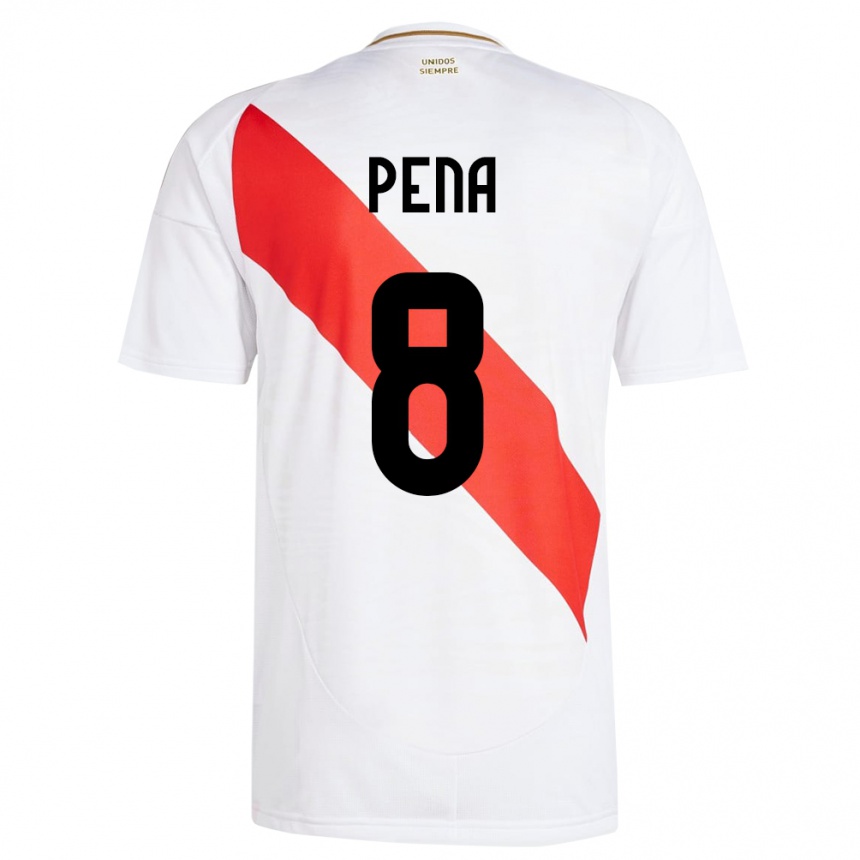 Kids Football Peru Sergio Peña #8 White Home Jersey 24-26 T-Shirt Uk