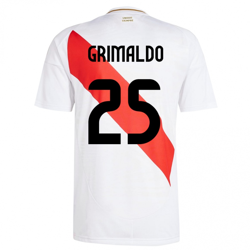 Kids Football Peru Joao Grimaldo #25 White Home Jersey 24-26 T-Shirt Uk