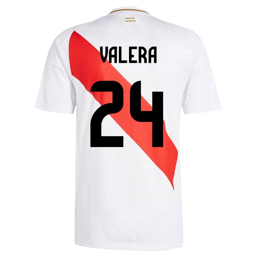 Kids Football Peru Álex Valera #24 White Home Jersey 24-26 T-Shirt Uk