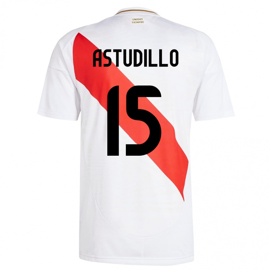 Kids Football Peru Julinho Astudillo #15 White Home Jersey 24-26 T-Shirt Uk