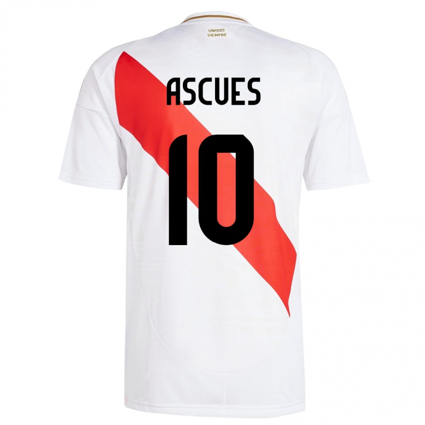 Kids Football Peru Adrián Ascues #10 White Home Jersey 24-26 T-Shirt Uk