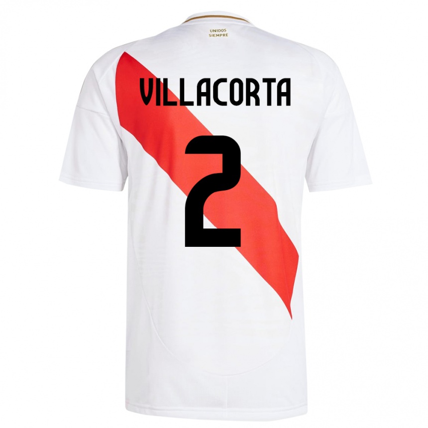 Kids Football Peru Anderson Villacorta #2 White Home Jersey 24-26 T-Shirt Uk