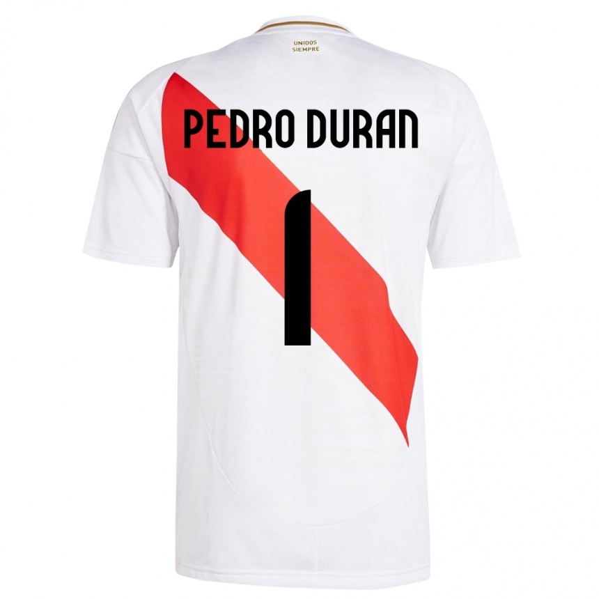 Kids Football Peru Juan Pedro Durán #1 White Home Jersey 24-26 T-Shirt Uk