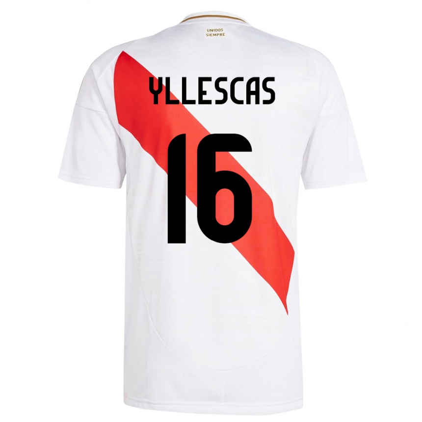 Kids Football Peru Jhosenffer Yllescas #16 White Home Jersey 24-26 T-Shirt Uk