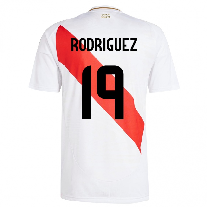 Kids Football Peru Mateo Rodríguez #19 White Home Jersey 24-26 T-Shirt Uk