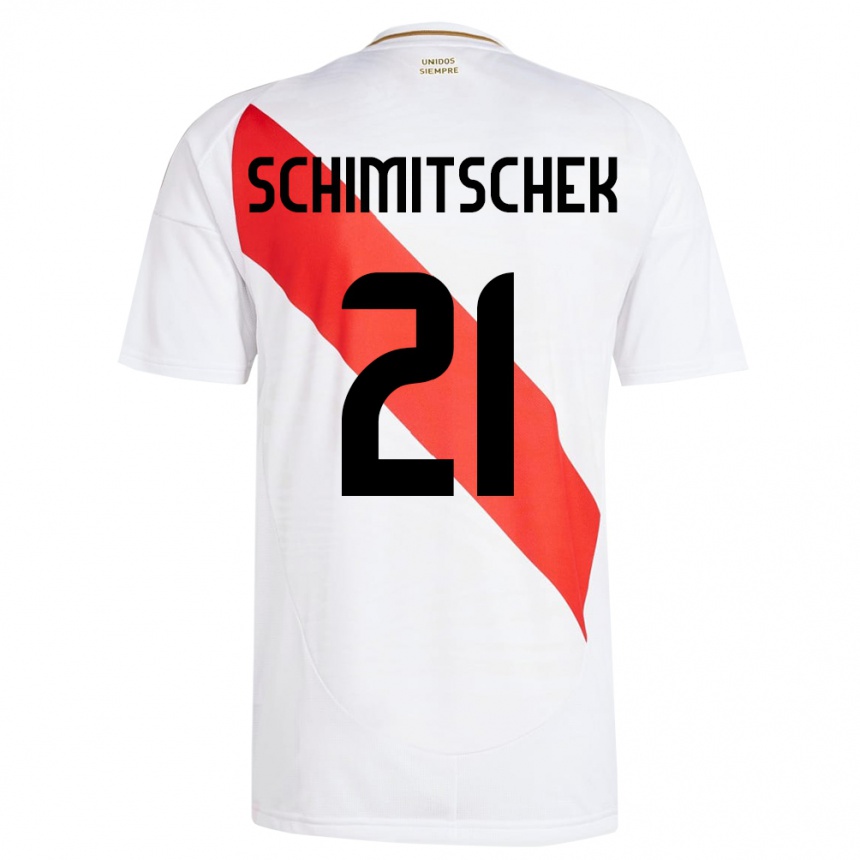 Kids Football Peru Ian Schimitschek #21 White Home Jersey 24-26 T-Shirt Uk