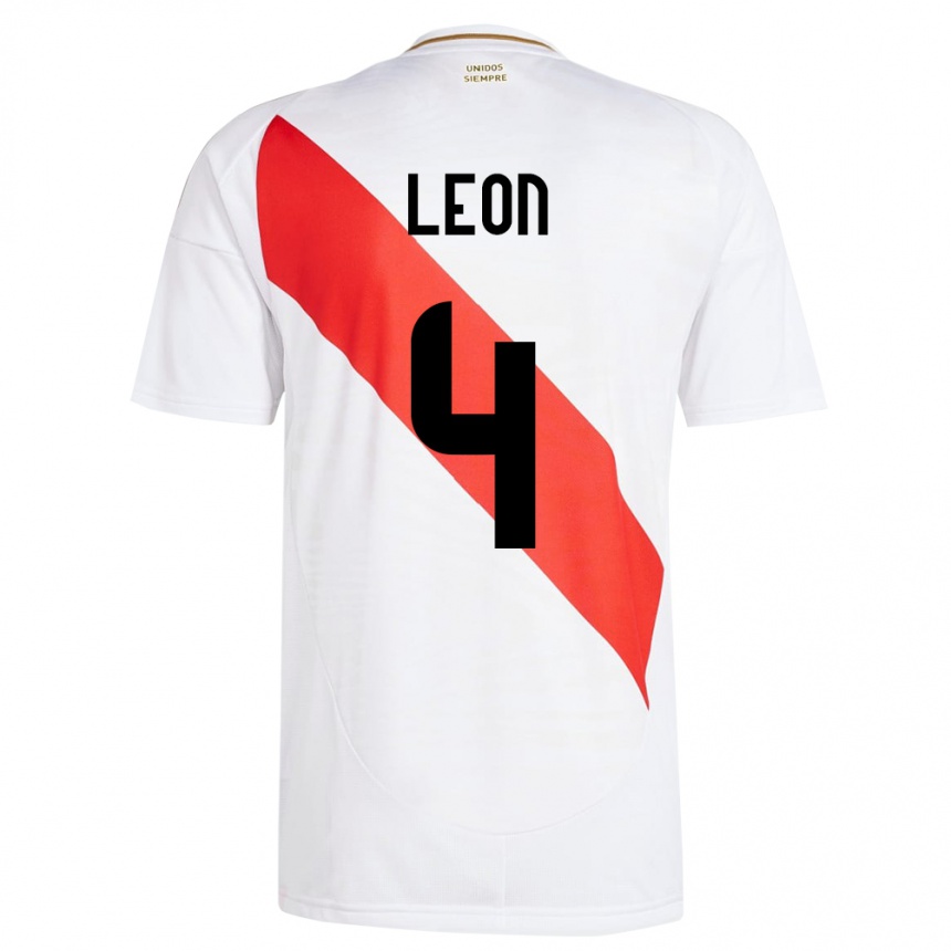 Kids Football Peru Mía León #4 White Home Jersey 24-26 T-Shirt Uk