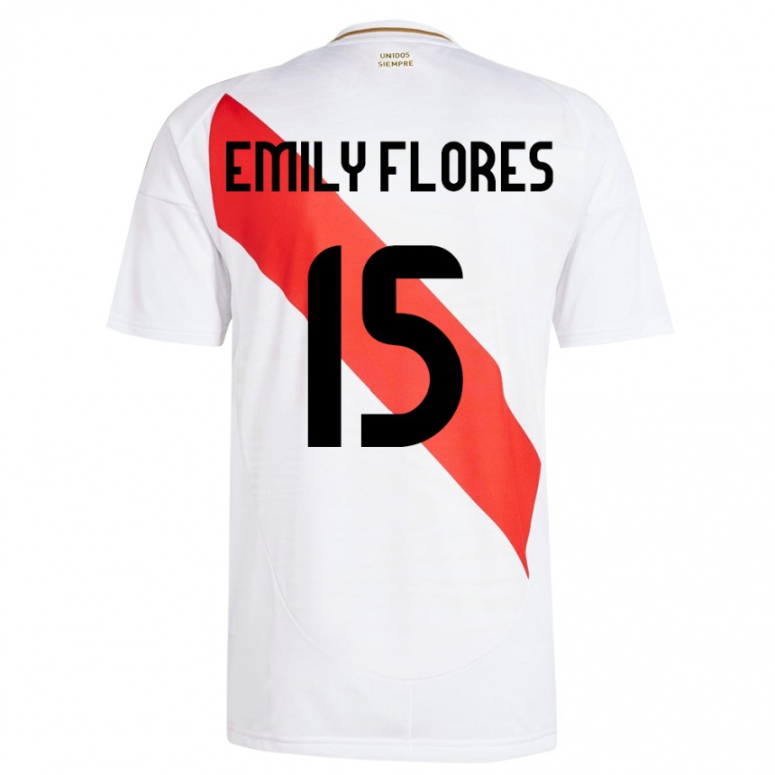 Kids Football Peru Emily Flores #15 White Home Jersey 24-26 T-Shirt Uk