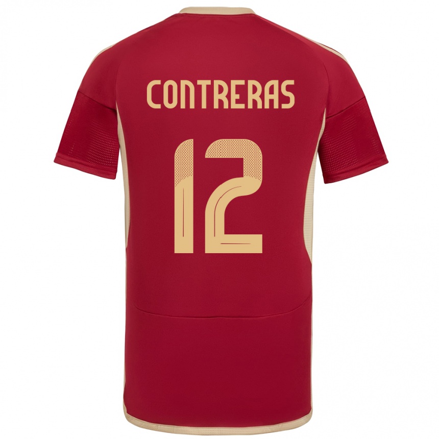 Kids Football Venezuela José Contreras #12 Burgundy Home Jersey 24-26 T-Shirt Uk