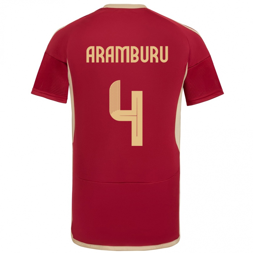 Kids Football Venezuela Jon Aramburu #4 Burgundy Home Jersey 24-26 T-Shirt Uk