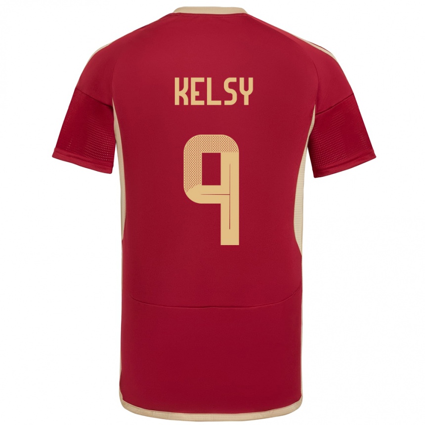 Kids Football Venezuela Kevin Kelsy #9 Burgundy Home Jersey 24-26 T-Shirt Uk