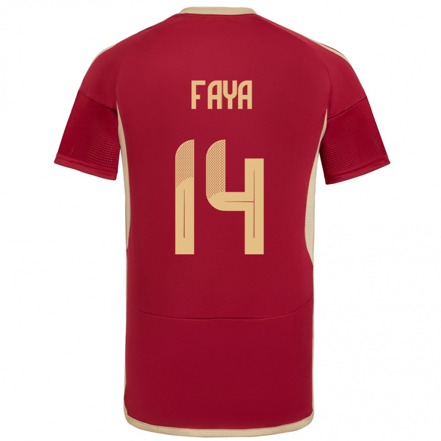 Kids Football Venezuela Carlos Faya #14 Burgundy Home Jersey 24-26 T-Shirt Uk