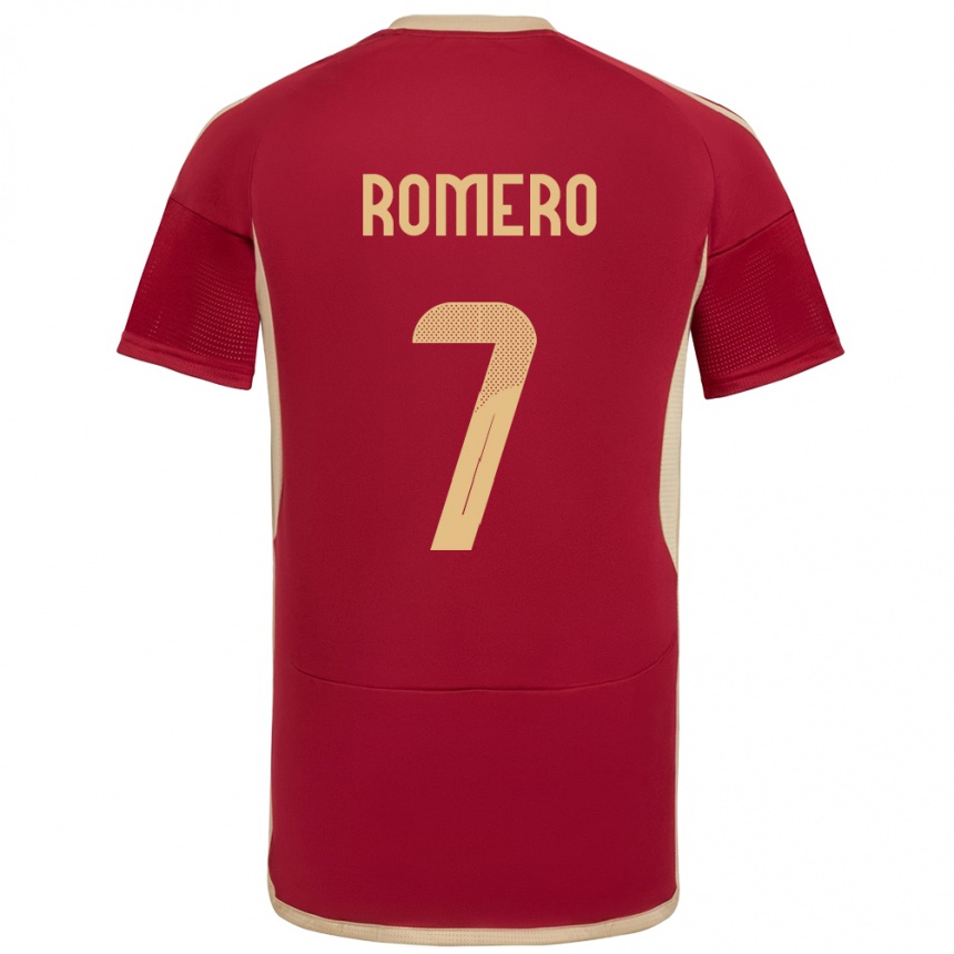 Kids Football Venezuela Leenhan Romero #7 Burgundy Home Jersey 24-26 T-Shirt Uk