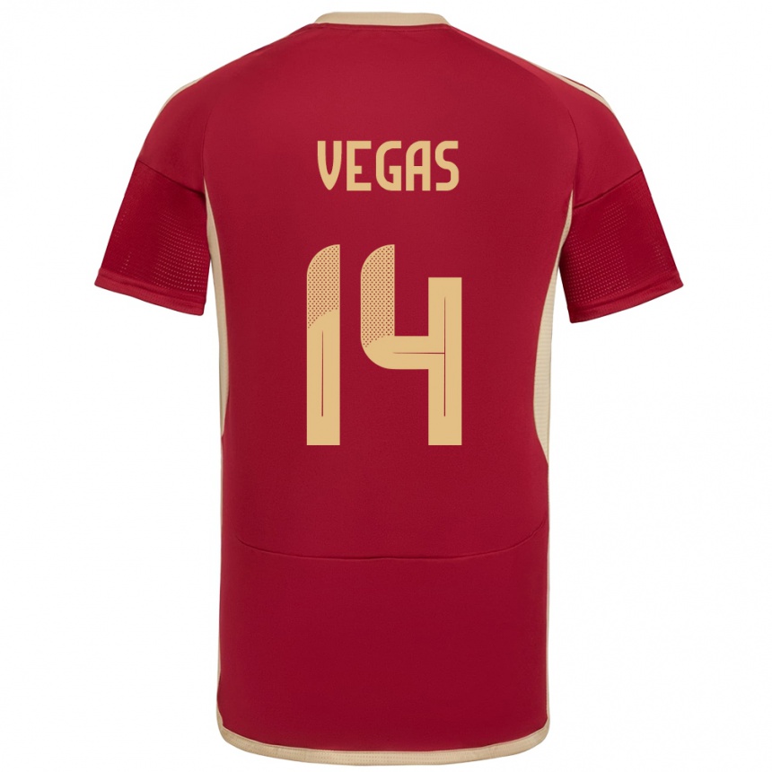 Kids Football Venezuela Miguel Vegas #14 Burgundy Home Jersey 24-26 T-Shirt Uk