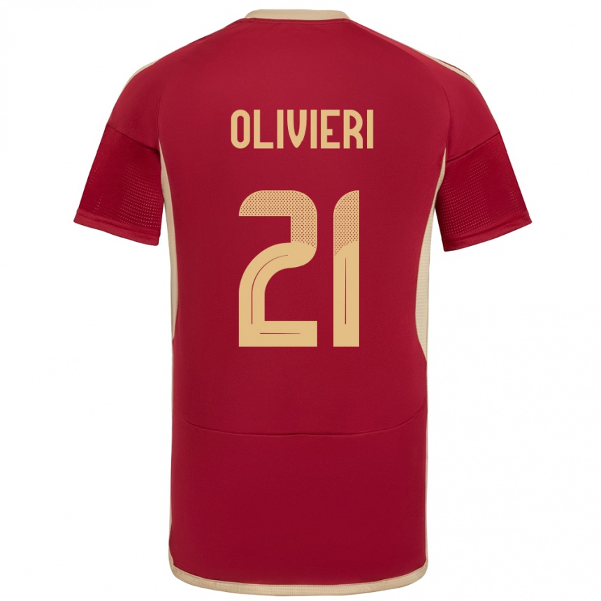 Kids Football Venezuela Bárbara Olivieri #21 Burgundy Home Jersey 24-26 T-Shirt Uk