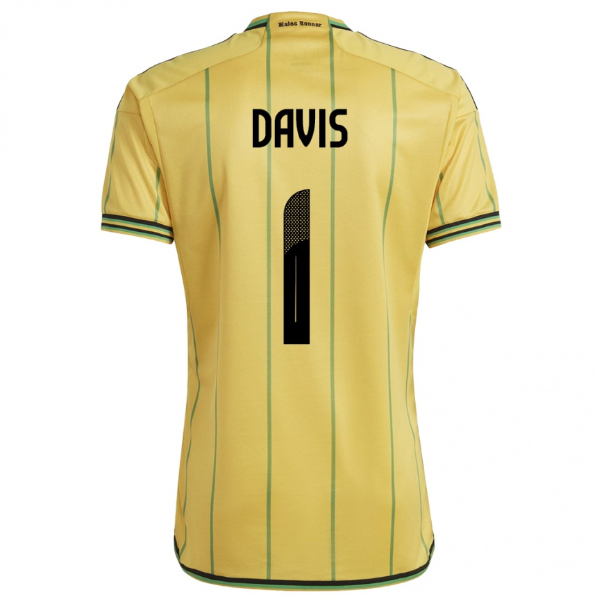 Kids Football Jamaica Shaquan Davis #1 Yellow Home Jersey 24-26 T-Shirt Uk