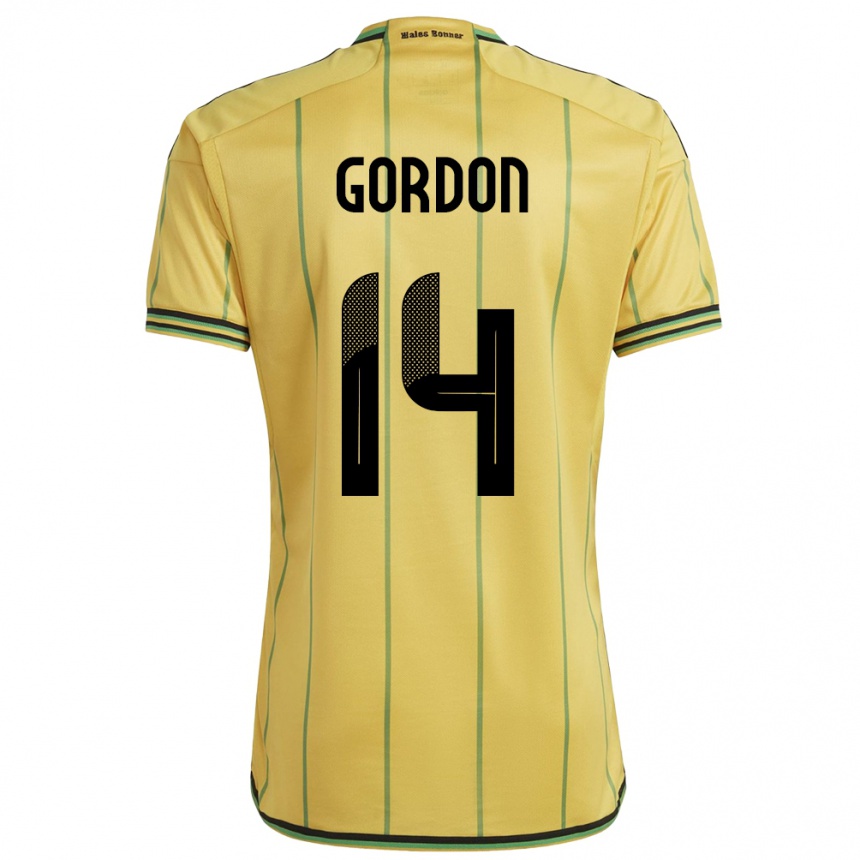 Kids Football Jamaica Ashton Gordon #14 Yellow Home Jersey 24-26 T-Shirt Uk