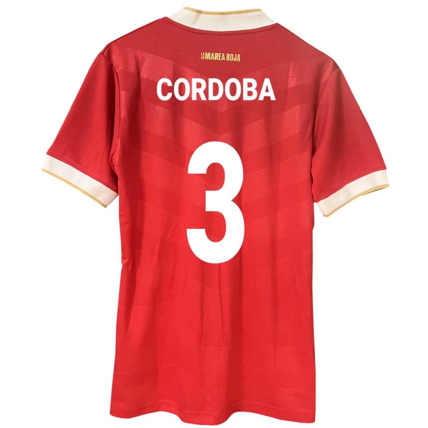 Kids Football Panama José Córdoba #3 Red Home Jersey 24-26 T-Shirt Uk