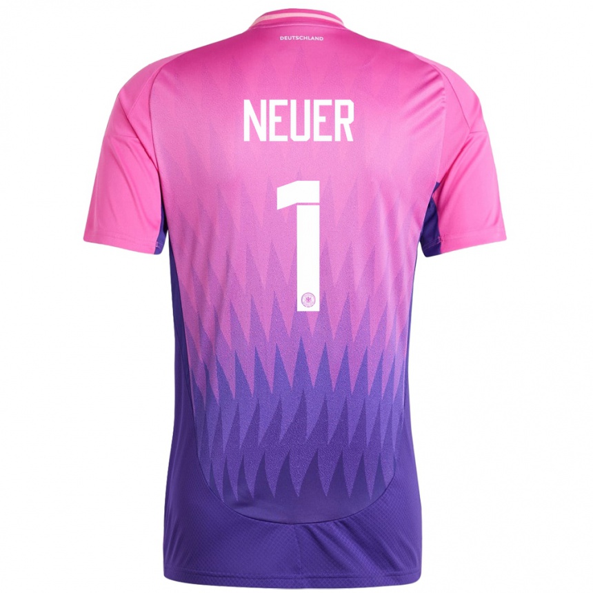 Kids Football Germany Manuel Neuer #1 Pink Purple Away Jersey 24-26 T-Shirt Uk