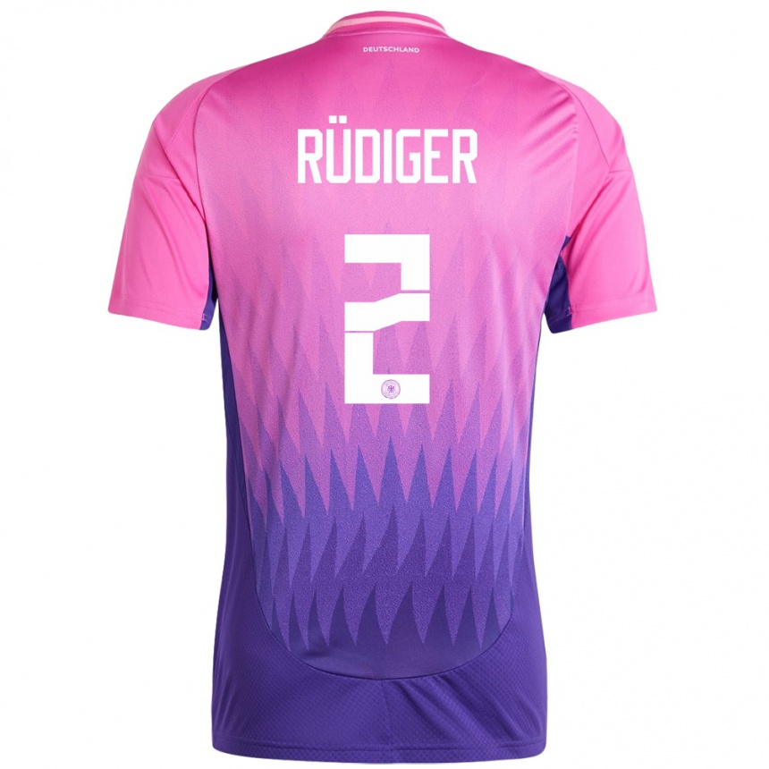 Kids Football Germany Antonio Rudiger #2 Pink Purple Away Jersey 24-26 T-Shirt Uk