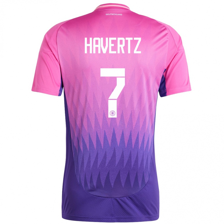 Kids Football Germany Kai Havertz #7 Pink Purple Away Jersey 24-26 T-Shirt Uk