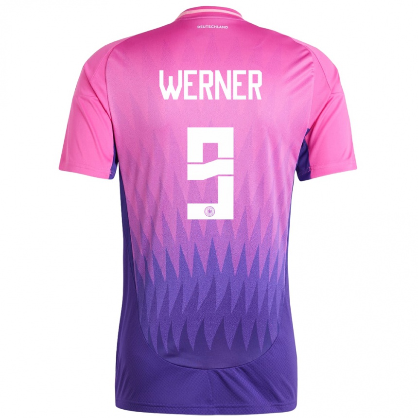 Kids Football Germany Timo Werner #9 Pink Purple Away Jersey 24-26 T-Shirt Uk