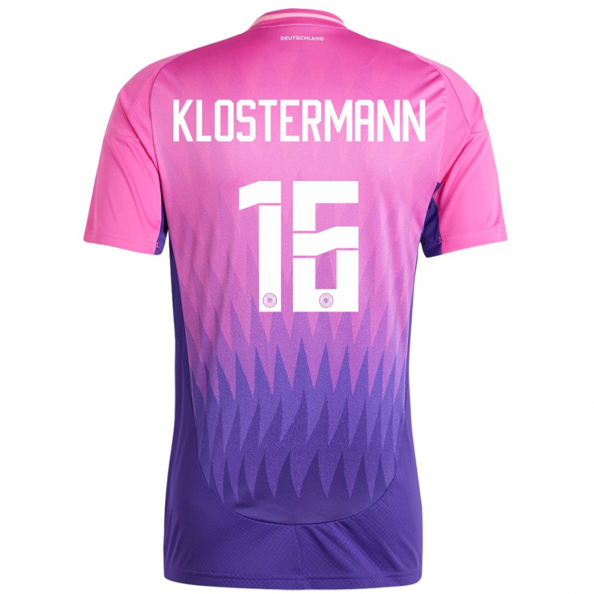 Kids Football Germany Lukas Klostermann #16 Pink Purple Away Jersey 24-26 T-Shirt Uk