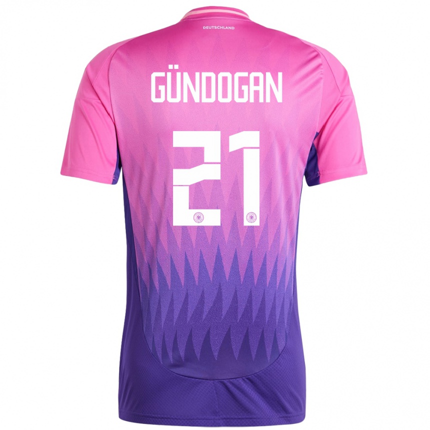 Kids Football Germany Ilkay Gundogan #21 Pink Purple Away Jersey 24-26 T-Shirt Uk